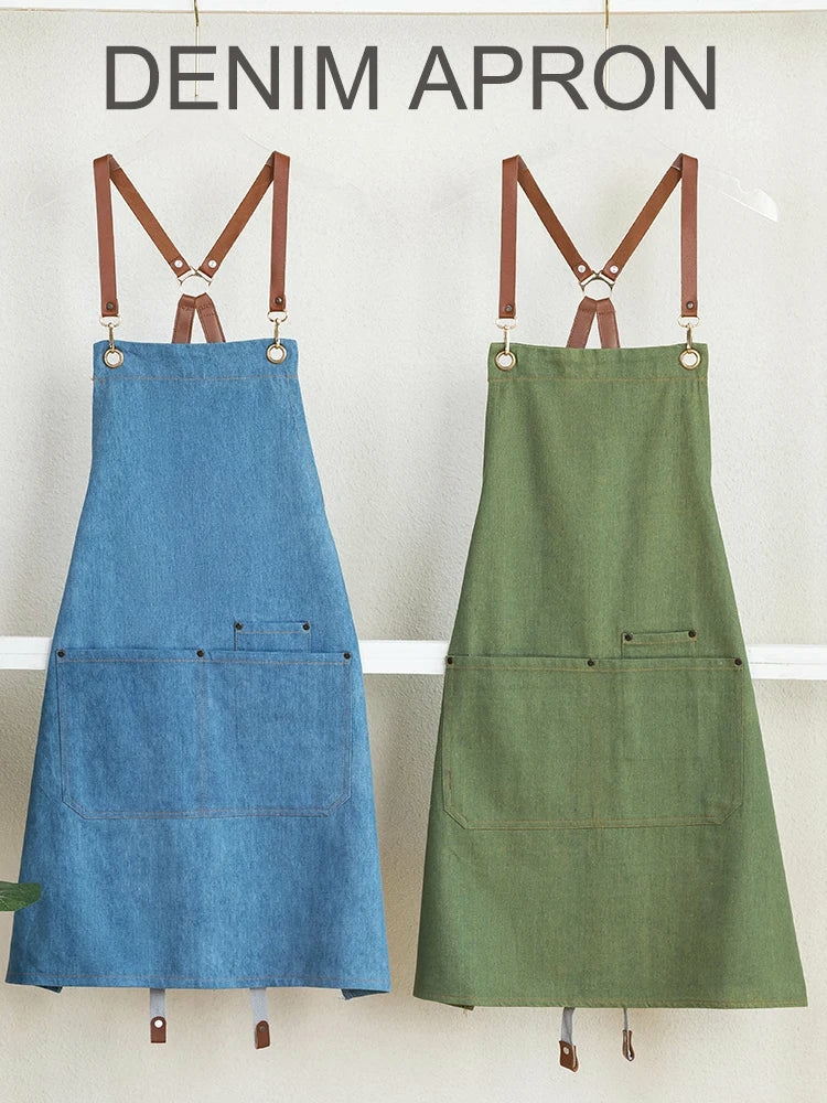 Tableware And Kitchenware | Unisex Adjustable Cross-Back Denim Kitchen Aprons Housewares Black