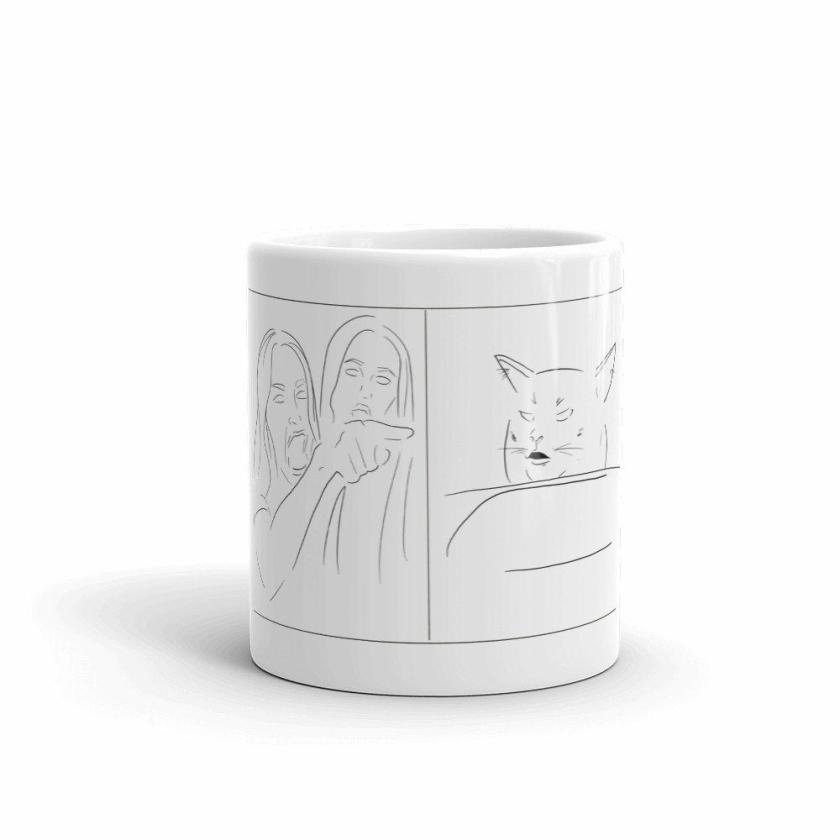 Tableware And Kitchenware | Woman Yelling At Cat Minimalist Design Mug Housewares Tableware And Kitchenware