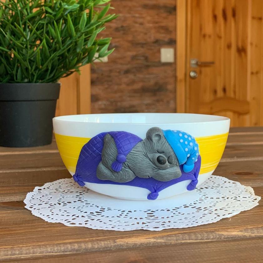 Tableware And Kitchenware | Yellow Cup For Feeding The Baby, A Baby Plate With A Teddy Bear, A Birthday Present For The Baby, A Decorated Dish, Dishes For The Baby Housewares Tableware And Kitchenware