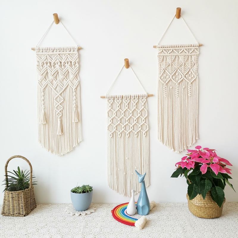 Wall Decals | 3 Pack Macrame Wall Hanging Tapestry Boho Macrame Tapestry Woven Home Decor Wall Pediment Housewares Wall Decals