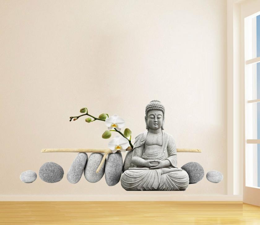 Wall Decals | Buddha Statue Sitting Decal Figure Wall Art Print Oriental Sticker For Asian Home Decor Housewares Wall Decals