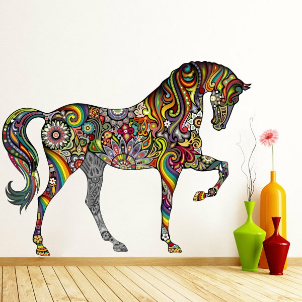 Wall Decals | Colourful Floral Horse Wall Sticker Decal For All Modern Home Decoration Housewares Wall Decals