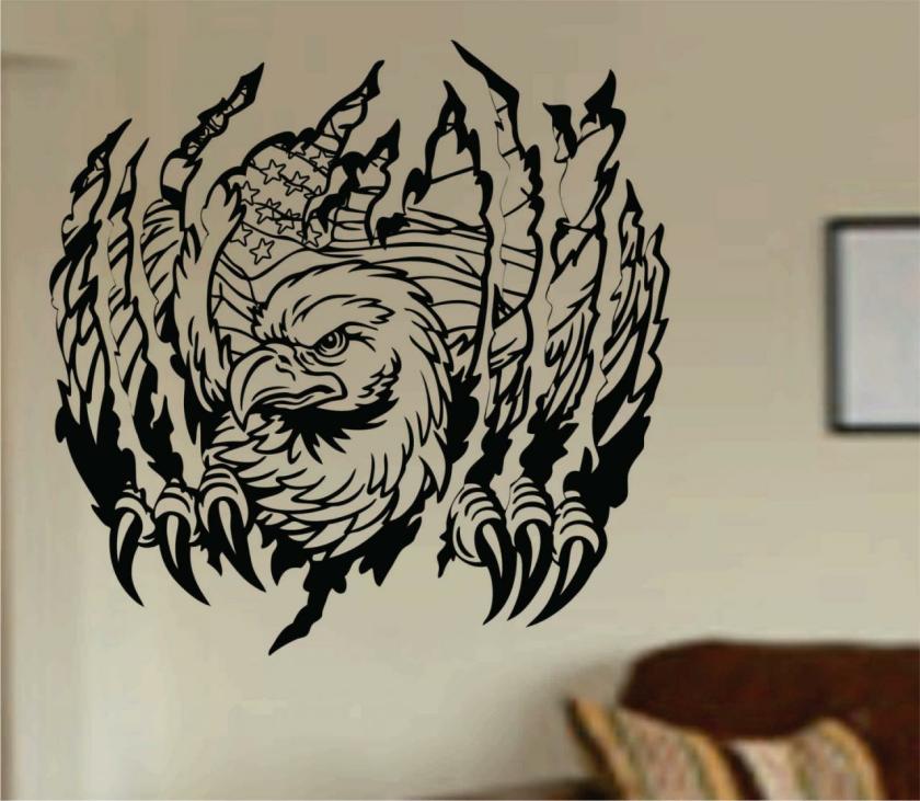 Wall Decals | Eagle Ripping Thru Wall Mural Decal Sticker Vinyl Housewares Wall Decals