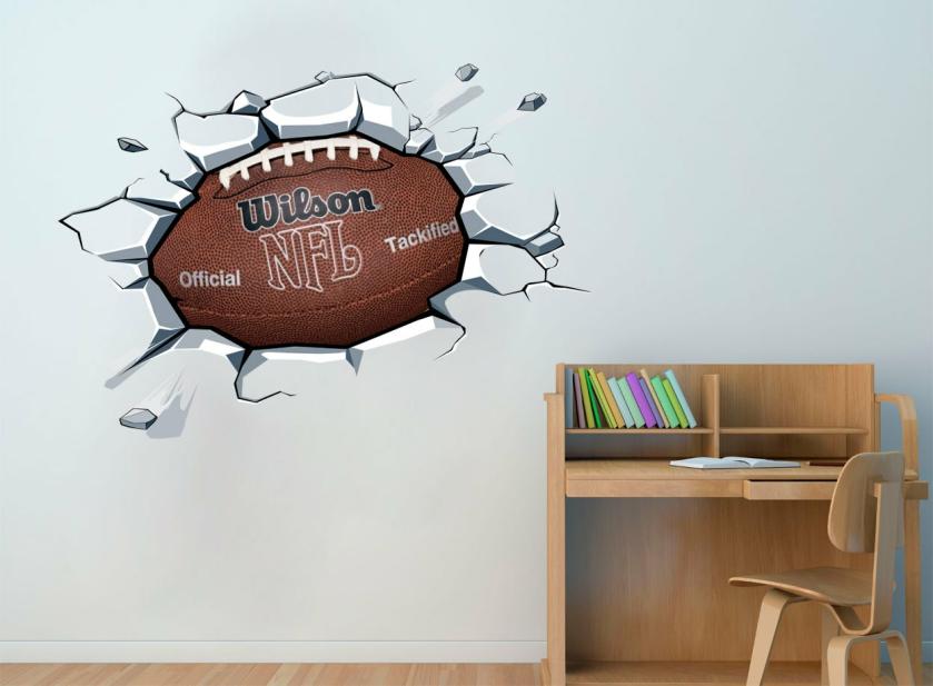 Wall Decals | Football Ball On The Wall Decal Nfl Superbowl Sticker For Boys Room Decor Housewares Wall Decals