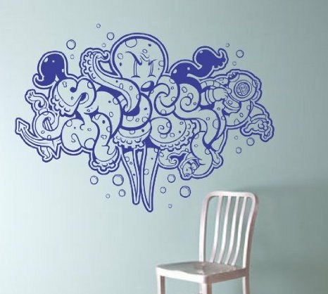 Wall Decals | Graffiti Octopus Wall Vinyl Decal Sticker Decals Nautical Ocean Housewares Wall Decals