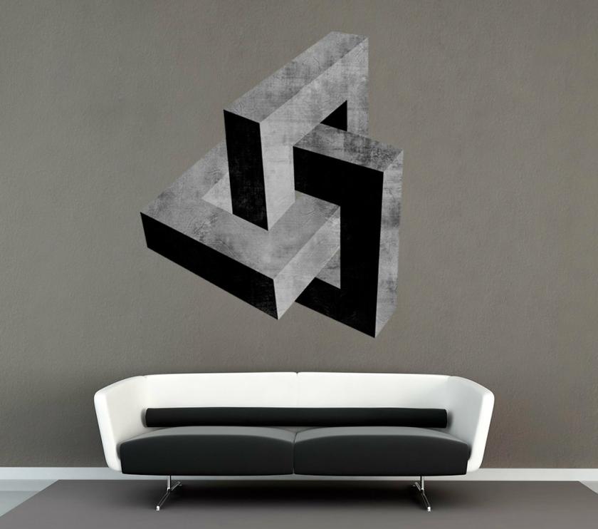 Wall Decals | Impossible Block Cement Effect Mid Century Modern Danish Decal Minimalist Abstract Sticker Housewares Wall Decals