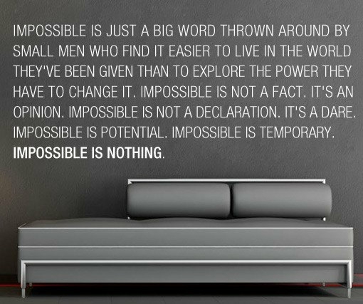 Wall Decals | Impossible Is Nothing Decal For Housewares – 94.5 X 35.4 Inches Housewares Wall Decals