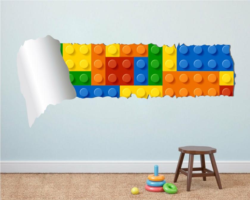 Wall Decals | Lego Effect Style Torn Wall Decal Vinyl Sticker For Housewares Handmade And Designed Not Associated With Lego Brand Housewares Wall Decals