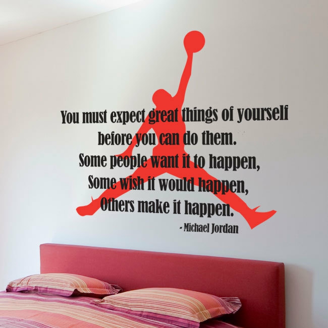 Wall Decals | Michael Jordan Typographic Famous Quote Sticker Air Jordan Silhouette Basketball Decal Housewares Wall Decals