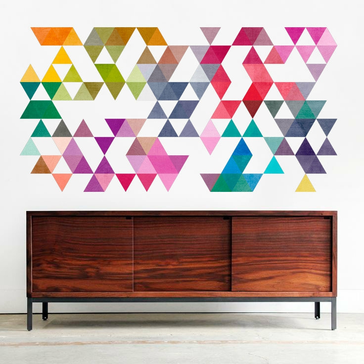 Wall Decals | Mid Century Modern Danish Triangles Minimalist Eames Geometric Decal Housewares Wall Decals