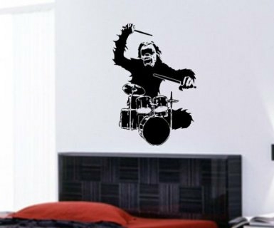 Wall Decals | Monkey Drummer Wall Mural Decal Sticker Music Housewares Wall Decals