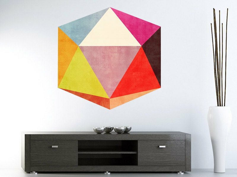 Wall Decals | Optical Illusion 3D Shape Effect Wall Decal Geometric Polygon Sticker Mid Century Modern Housewares Wall Decals