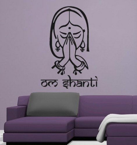 Wall Decals | Oriental Vinyl Wall Decal Om Shanti Hindu Silhouette Sticker Housewares Wall Decals