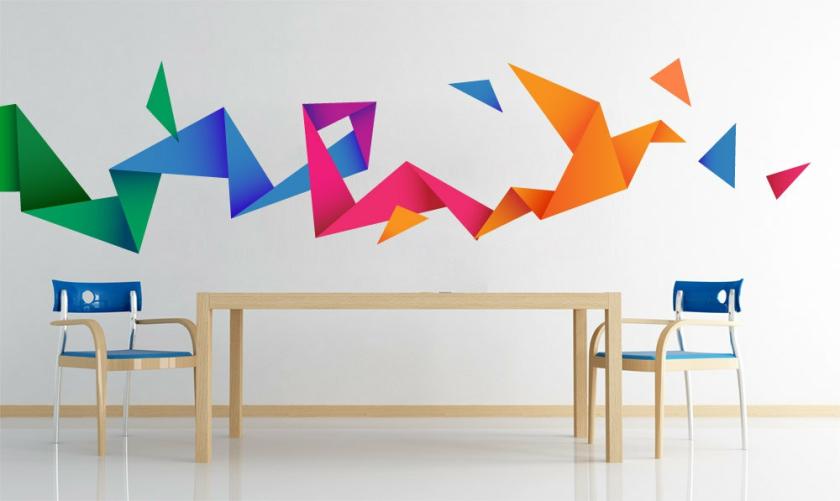 Wall Decals | Origami Bird Wall Decal Sticker For Housewares – Origami Decor Housewares Wall Decals