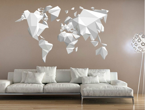 Wall Decals | Origami World Map Sticker Decal For Modern Homes Wall Decoration Origami Design Housewares Wall Decals