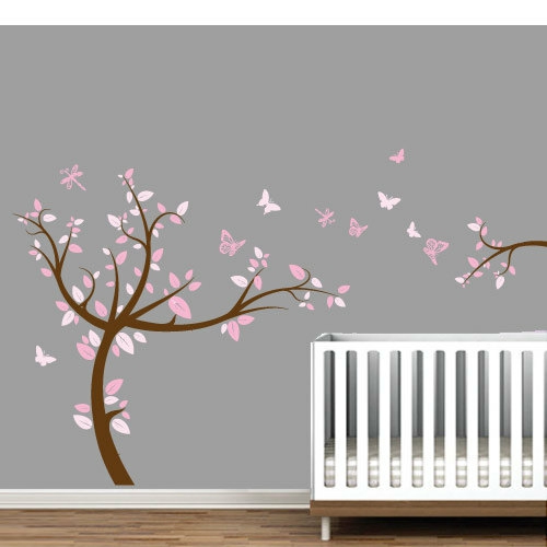 Wall Decals | Pink Tree Wall Art Sticker For Kids Nursery Bedroom Housewares Wall Decals