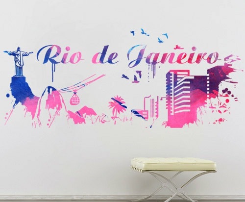 Wall Decals | Rio De Janeiro Brazil Watercolor Decal For Housewares Housewares Wall Decals