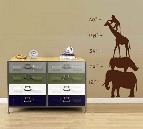 Wall Decals | Safari Growth Chart Sticker Wall Decal Nursery Baby Boy Girl Teen Zoo Room Housewares Wall Decals