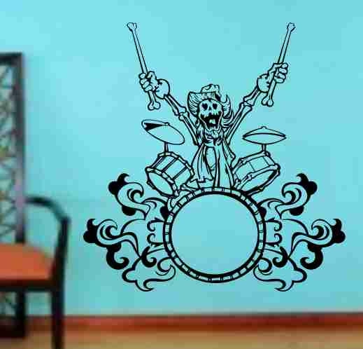 Wall Decals | Skeleton Version 104 Drummer Drums Wall Vinyl Decal Sticker Art Graphic Sticker Sugar Skull Housewares Wall Decals