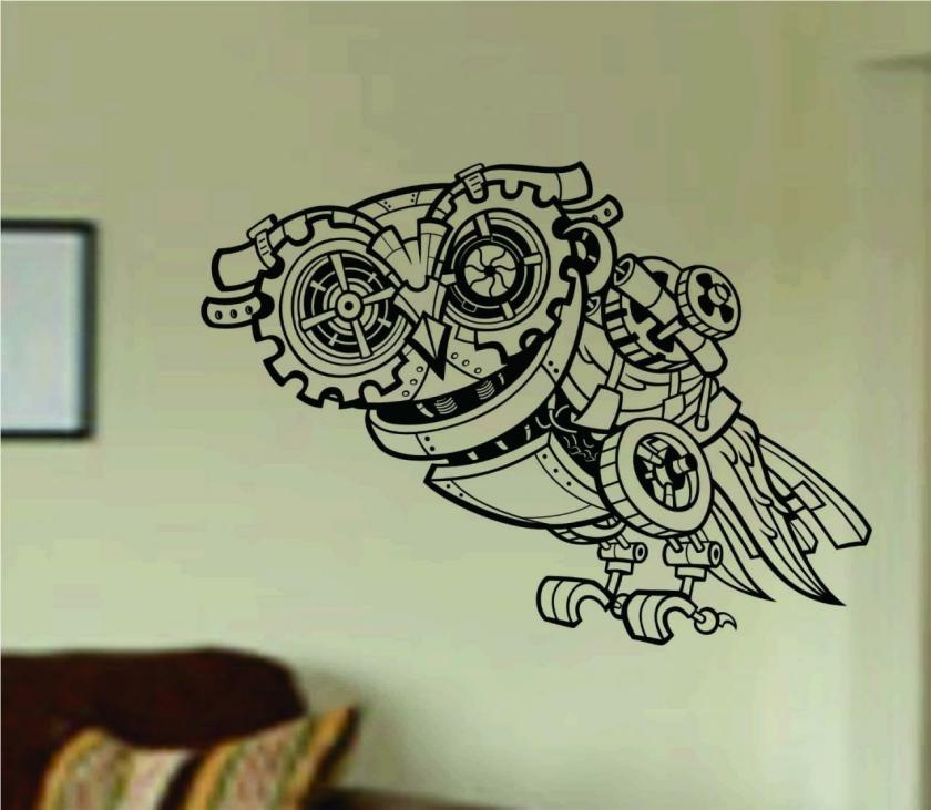 Wall Decals | Steampunk Owl Wall Vinyl Decal Sticker Art Graphic Sticker Skull Housewares Wall Decals