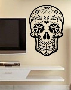 Wall Decals | Sugar Skull Version 10 Wall Vinyl Decal Sticker Art Graphic Sticker Sugarskull Housewares Wall Decals