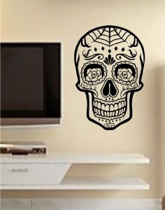 Wall Decals | Sugar Skull Version 11 Wall Vinyl Decal Sticker Art Graphic Sticker Sugarskull Housewares Wall Decals