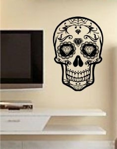 Wall Decals | Sugar Skull Version 12 Wall Vinyl Decal Sticker Art Graphic Sticker Sugarskull Housewares Wall Decals