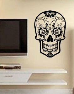 Wall Decals | Sugar Skull Version 13 Wall Vinyl Decal Sticker Art Graphic Sticker Sugarskull Housewares Wall Decals