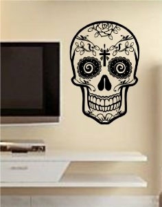 Wall Decals | Sugar Skull Version 14 Wall Vinyl Decal Sticker Art Graphic Sticker Sugarskull Housewares Wall Decals