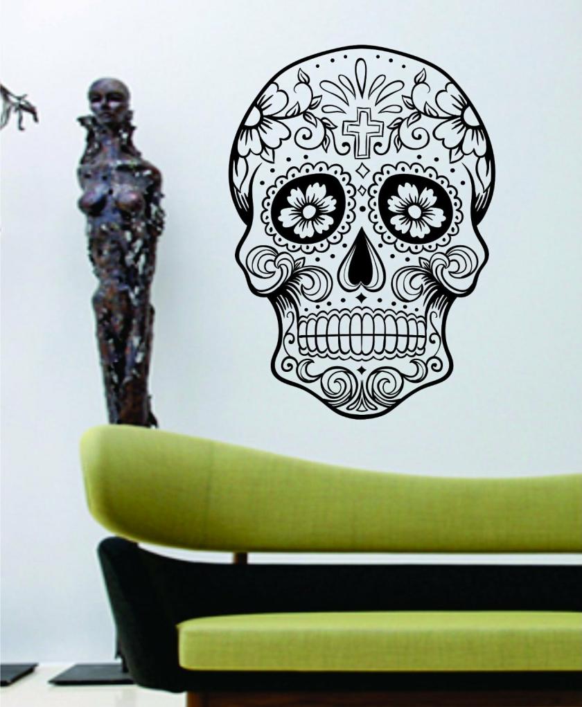 Wall Decals | Sugarskull Version 5 Wall Vinyl Decal Sticker Sugar Skull Housewares Wall Decals