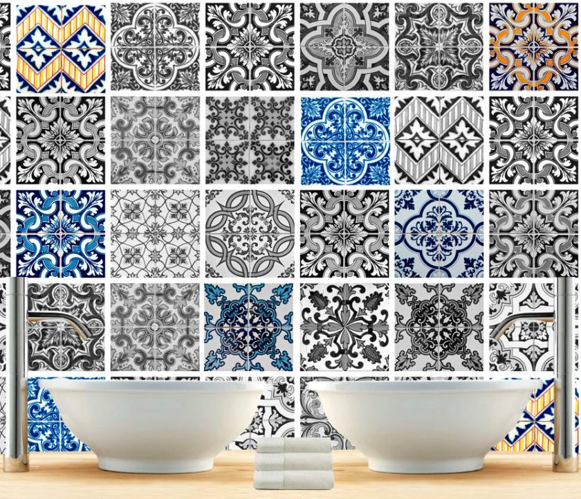 Wall Decals | Tile Decal Stickers Patterns – Diy Kitchen Or Bathroom Makeover – Stick On Ceramic – Washable And Waterproof Housewares Wall Decals