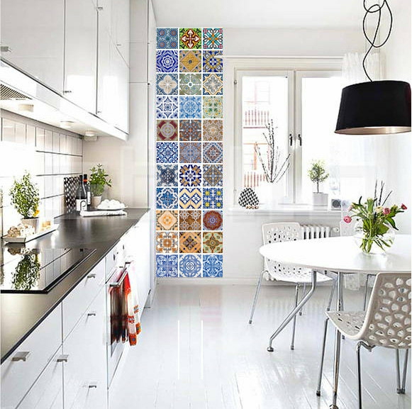 Wall Decals | Tile Stickers Portuguese Modern Decor – Stick On Ceramic Tiles And Change To A Modern Decor (Pack With 48) Housewares Wall Decals