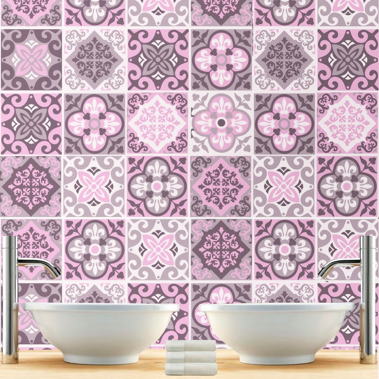 Wall Decals | Tiles Decor Sticker For Kitchen Remodeling Rosy Ornaments (Pack With 48) – 4 X 4 Inches Housewares Wall Decals