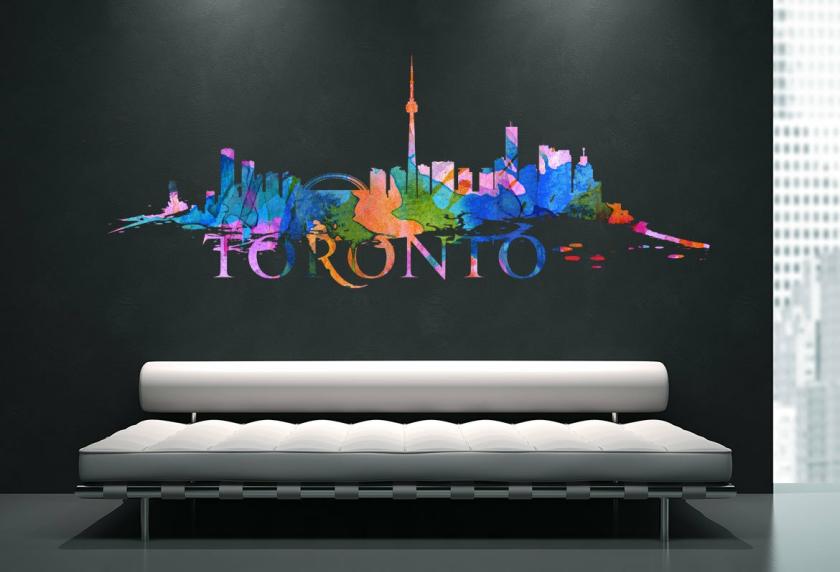 Wall Decals | Toronto City Skyline Watercolor Art Decal For Housewares Housewares Wall Decals