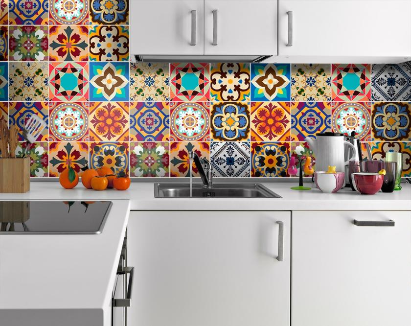 Wall Decals | Traditional Talavera Stickers Decor For Kitchen Remodelation (Pack With 48) 4 X 4 Inches Housewares Wall Decals