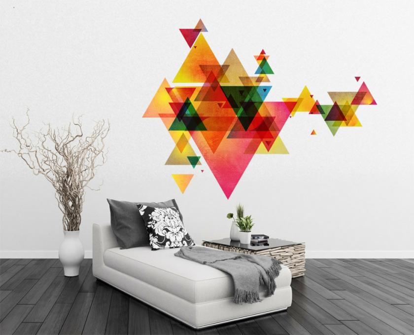 Wall Decals | Triangle Decal Geometric Vinyl Wall Art Mid Century Modern Decor Scandinavian Design Eames Housewares Wall Decals