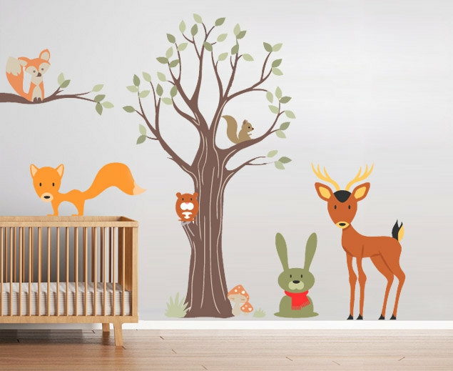 Wall Decals | Wood Animals Decal Nursery Sticker Decoration For Kids Bedroom Housewares Wall Decals