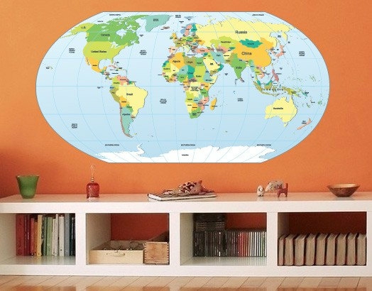 Wall Decals | World Map Rounded Decal For Housewares Housewares Wall Decals