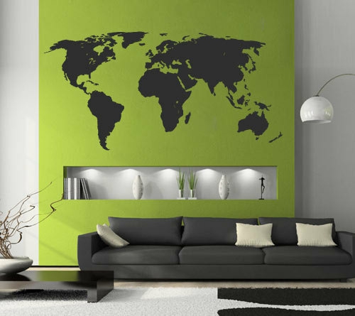 Wall Decals | World Map Silhouette Decal For Housewares Housewares Wall Decals