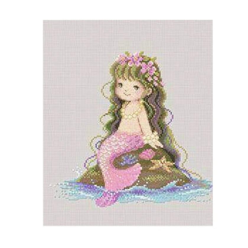 Art Prints | Cute Mermaid Diy Cross Stitch Stamped Kits Pre-Printed 14Ct Embroidery Kits For Beginers Kids Or Adults, 8.5X8.5 Inch Art Prints Art Prints