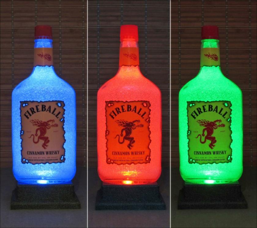 Lightings | Big 1.75 Liter Fireball Cinnamon Whiskey Bottle Lamp Color Changing Remote Controlled Led Bar Light — Housewares Lightings