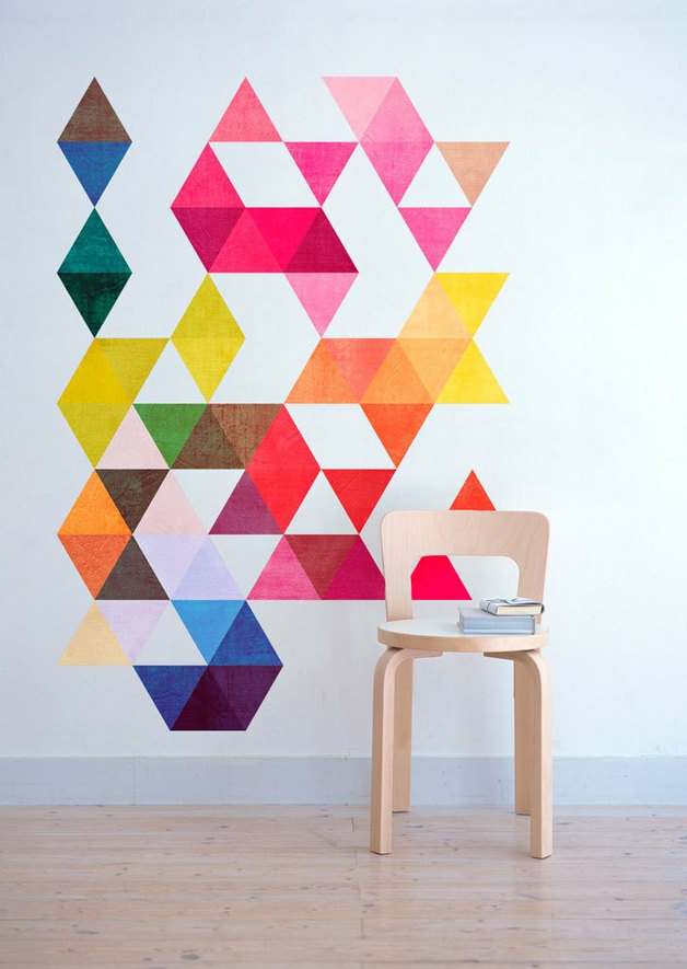 Wall Decals | Triangles Mid Century Modern Danish Decal Modernist Eames Sticker Housewares Wall Decals