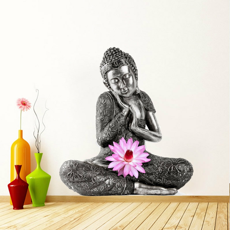 Wall Decals | Buddha Zen Sticker Art Print Lotus Flower Decal For Asian Home Decoration Housewares Wall Decals