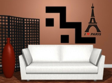 Wall Decals | I Love Paris Effel Tower Decal Sticker France Vacation Wall Mural Housewares Wall Decals