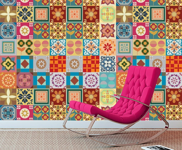 Wall Decals | Patchwork Tiles Stickers For Mosaic Tiles Makeover , Diy Kitchen Or Bathroom Makeover – Washable And Waterproof Housewares Wall Decals