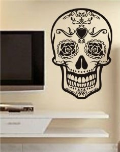 Wall Decals | Sugar Skull Version 9 Wall Vinyl Decal Sticker Art Graphic Sticker Sugarskull Housewares Wall Decals