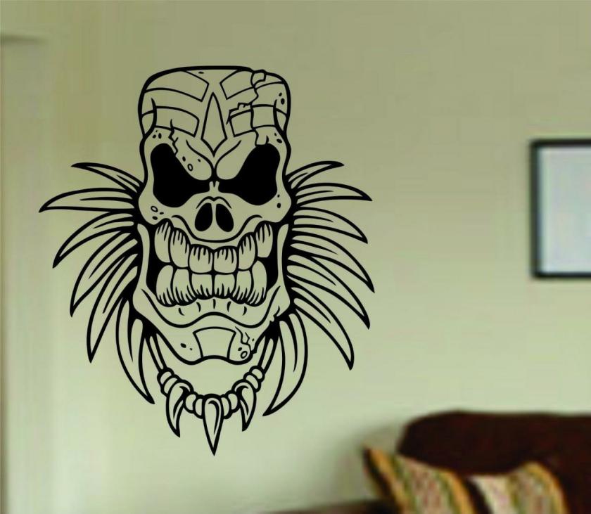 Wall Decals | Tiki Skull Decal Sticker Wall Mural Art Graphic Vintage Baby Nursery Office Room Boy Girl Central Eastern Polynesian Day Of The Dead Housewares Wall Decals