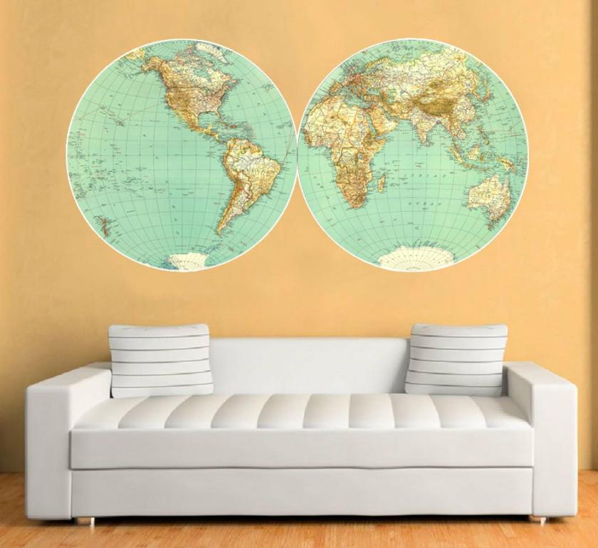 Wall Decals | World Retro Vintage Map Antique Wall Sticker For Housewares Housewares Wall Decals