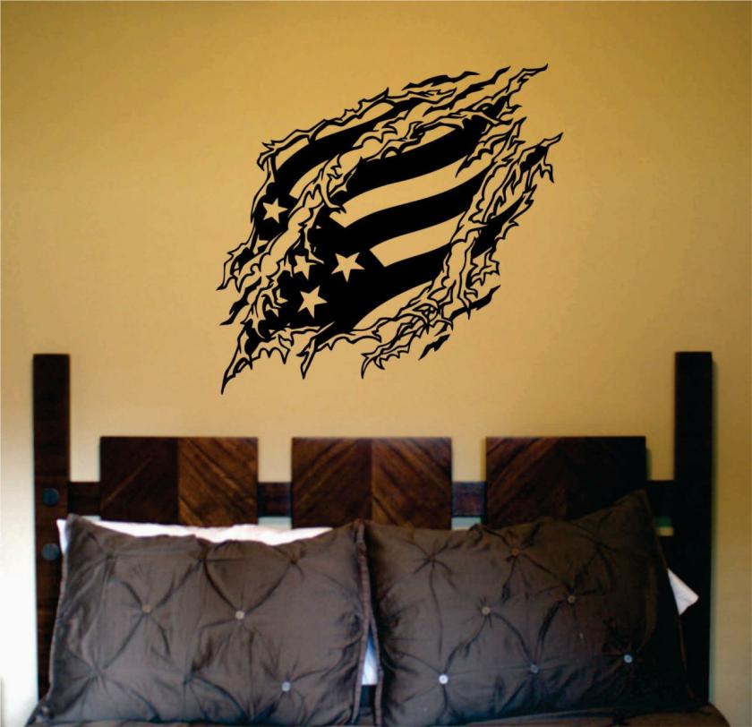 Wall Decals | Flag Ripping Thru Wall Mural Decal Sticker Vinyl Housewares Wall Decals