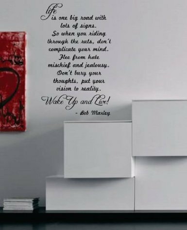 Wall Decals | Wall Decal Quotes – Life Is One Big Road Quote Bob Marley Decal Sticker Wall Housewares Wall Decals